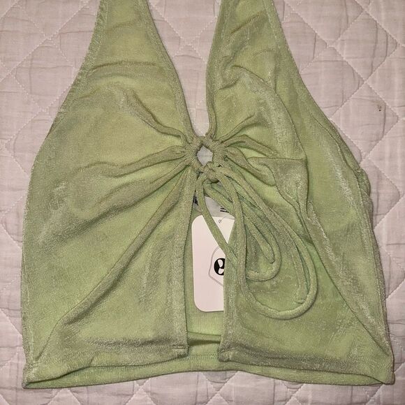 NWT RARE Elodie Lime Halter Tie Crop Top Size L - Picture 10 of 14